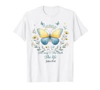 Jesús el Camino Verdad Vida Cristo Cristianos Hombres Mujeres & niños Camiseta, Hombre, Blanco, XL