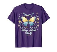 Jesús el Camino Verdad Vida Cristo Cristianos Hombres Mujeres & niños Camiseta, Hombre, Morado, M