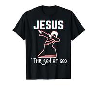 Jesús El Hijo De Dios Dab Diversión Amor Cristiano Pascua Navidad Camiseta gráfica económica, Hombre, Negro, S