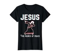Jesús El Príncipe De La Paz Cristiano Navidad Pascua Dios Camiseta gráfica económica, Mujer, Negro, XS