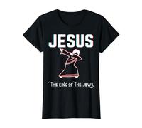 Jesús El Rey De Los Judíos Dios Cristiano Navidad Pascua Camiseta gráfica económica, Mujer, Negro, XS