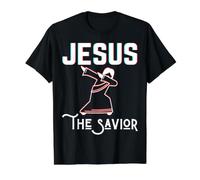 Jesús El Salvador Dab Dabbing Dios Cristiano Pascua Navidad Camiseta gráfica económica, Hombre, Negro, S