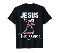 Jesús El Salvador Dabbin Amor Dios Cristiano Pascua Navidad Camiseta gráfica económica, Hombre, Negro, M