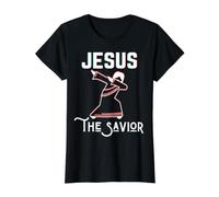 Jesús El Salvador Dabbin Amor Dios Cristiano Pascua Navidad Camiseta gráfica económica, Mujer, Negro, M