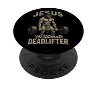 Jesús, el último Levantador de Pesas - Christian Workout Gym PopSockets PopGrip Adhesivo