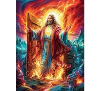 Jesús en el Fuego Rompecabezas 500 Piezas Cartón para Mayores Cuentos de Hadas de Animales y Plantas para Ocupar Tiempo Actividad Antiestrés Decoración Mural Mejor Valorado 500 PCS