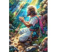 Jesús en el jardín Puzzle 1000 Piezas Cartón Grueso para Principiantes Cuentos de Hadas fantásticos de Animales Salvajes Ejercicio Mental Relajante Ocio Creativo Casa Regalo Creativo 1