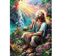 Jesús en el jardín Rompecabezas 300 Piezas Cartón Grueso para Coleccionistas Sueño de Pintura al óleo de Cuento de Hadas Noches De Cita Mejora Concentración Ocio En Casa Regalo Reyes Magos 300 PCS