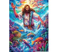 Jesús en el océano Rompecabezas 500 Piezas Cartón Grueso para Parejas Cuentos de Hadas de Animales y Plantas Desarrollo Habilidades Pieza Decorativa Casa Pack Completo Regalo Cumpleaños 500 PCS