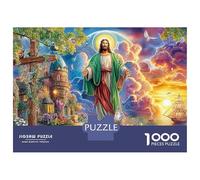 Jesús en el Paraíso Puzzle 1000 Piezas Jesus Pueblo Cartón Premium para Toda La Familia Descanso En Casa para Entretenimiento 38x26cm/1000pcs