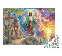 Jesús en el paraíso Puzzle De 1000 Piezas Y Niños +14 Años Jesús en el jardín con la Cruz Rompecabezas DIY Juego Familiar Pasatiempo Creativo, Regalo 38x26cm/1000pcs