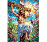 Jesús en la Cruz en jardín mágico Puzzle 1000 Piezas Educativo 3D Familiar Premium Rompecabezas para Familia Desafío Intelectual DIY Creativo Decoración Hogar 1000 PCS