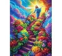 Jesús en la Escalera arcoíris Puzzle 300 Piezas Cartón Blanco Premium para Expertos Animal de Cuento de Hadas de acompañamiento Eventos Team Building Ejercita La Mente Hobby Y Ocio 3