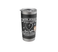 Jesús en su corazón y café en la mano la hace imparable Vaso térmico de acero inoxidable de doble pared