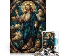 Jesús en vitrales Rompecabezas para Adolescentes 1000 Piezas Alivia el estrés Vacaciones en casa Matar el Tiempo Juego de desafío único 38x26cm