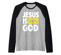 Jesús es 100 por ciento Dios Camiseta Manga Raglan