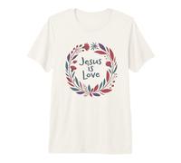 Jesús es Amor Divertido Cristiano contemporáneo con Corona Camiseta Premium