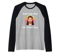 Jesús es Divertido, mi Roca, cómo Ruego, la fe Cristiana, el Señor Salvador Camiseta Manga Raglan