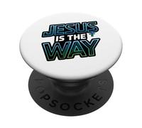 Jesús Es El Camino Futurista Digital PopSockets PopGrip Adhesivo