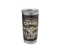 Jesús Es El Camino La Verdad Y La Vida Cristiano Español Dios Vaso térmico de acero inoxidable de doble pared