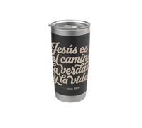 Jesús Es El Camino La Verdad Y La Vida Cristiano Español Vaso térmico de acero inoxidable de doble pared