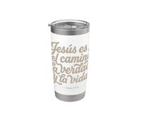 Jesús Es El Camino La Verdad Y La Vida Cristiano Español Vaso térmico de acero inoxidable de doble pared