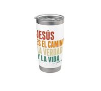 Jesús Es El Camino La Verdad Y La Vida Cristianos Retro Vaso térmico de acero inoxidable de doble pared