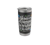 Jesús Es El Camino La Verdad Y La Vida Mariposa Cristiana Vaso térmico de acero inoxidable de doble pared