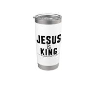 Jesús es el rey Apocalipsis 17:14 Escritura de fe cristiana Vaso térmico de acero inoxidable de doble pared
