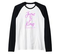 Jesús es el Rey Apocalipsis 17:14 Escritura Dios Oración Bíblica Camiseta Manga Raglan
