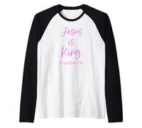 Jesús es el Rey Apocalipsis 17:14 Escritura Dios Rosa Biblia Niña Camiseta Manga Raglan