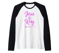 Jesús es el Rey Apocalipsis 17:14 Escritura Dios Rosa Biblia Niña Camiseta Manga Raglan