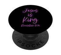 Jesús es el Rey Apocalipsis 17:14 Escritura Dios Rosa Biblia Niña PopSockets PopGrip Adhesivo
