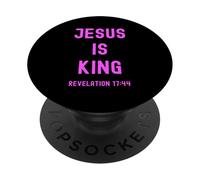 Jesús es el Rey Apocalipsis 17:14 Escritura Dios Rosa Biblia Niña PopSockets PopGrip Adhesivo