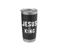 Jesús es el rey Apocalipsis 17 14 Verso de la Biblia Cristiano Vaso térmico de acero inoxidable de doble pared