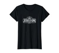 Jesús es el Rey Cruz Culto Cristiano Camiseta gráfica económica, Mujer, Negro, L