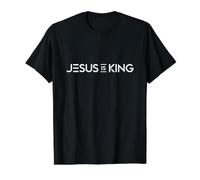 Jesús es el Rey Fe Cristiana Moderna Camiseta gráfica económica, Hombre, Negro, L