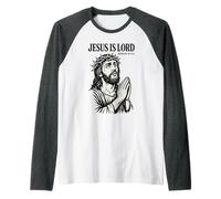 Jesús es el Señor - Cristo Rostro con Corona de Espinas Camiseta Manga Raglan