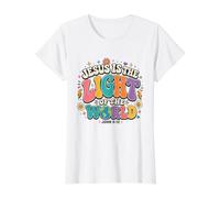 Jesús es la Luz Campamento de Diseño del Ministerio Juvenil Cristi Camiseta gráfica económica, Mujer, Blanco, XL