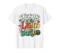 Jesús es la Luz del Mundo Juan 8:12 Camiseta gráfica económica, Hombre, Blanco, L