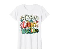 Jesús es la Luz del Mundo Juan 8:12 Camiseta gráfica económica, Mujer, Blanco, XL