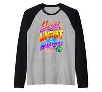 Jesús es la luz del Mundo - Vacation Bible School Camiseta Manga Raglan