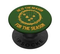 Jesús es la razón de la temporada Feliz Navidad cristiana PopSockets PopGrip Adhesivo