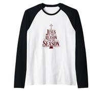 Jesús es la razón de la Temporada Navidad Camiseta Manga Raglan