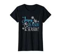 Jesús es la razón de la Temporada Navidad Invierno Camiseta gráfica económica, Mujer, Negro, S