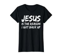 Jesús es la razón por la Que recuperé Creyente fe Cristiana Camiseta gráfica económica, Mujer, Negro, M