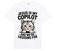 Jesús es mi copiloto Estamos Buscando Gatos Biblia Divertida Comfort Colors Adult Heavyweight T-Shirt