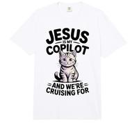 Jesús es mi copiloto Estamos Buscando Gatos Divertido bíblico Comfort Colors Adult Heavyweight T-Shirt
