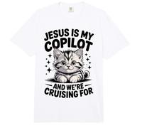 Jesús es mi copiloto Estamos navegando por Gatos Bíblico Comfort Colors Adult Heavyweight T-Shirt