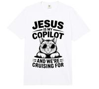 Jesús Es Mi Copiloto Y Estamos Cruising para Gatos Bíblico Comfort Colors Adult Heavyweight T-Shirt